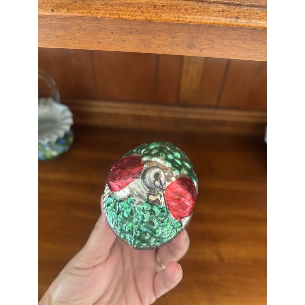 5pc Vintage German Mercury Glass Christmas Ornaments fruit basket handpainted - Picture 7 of 15